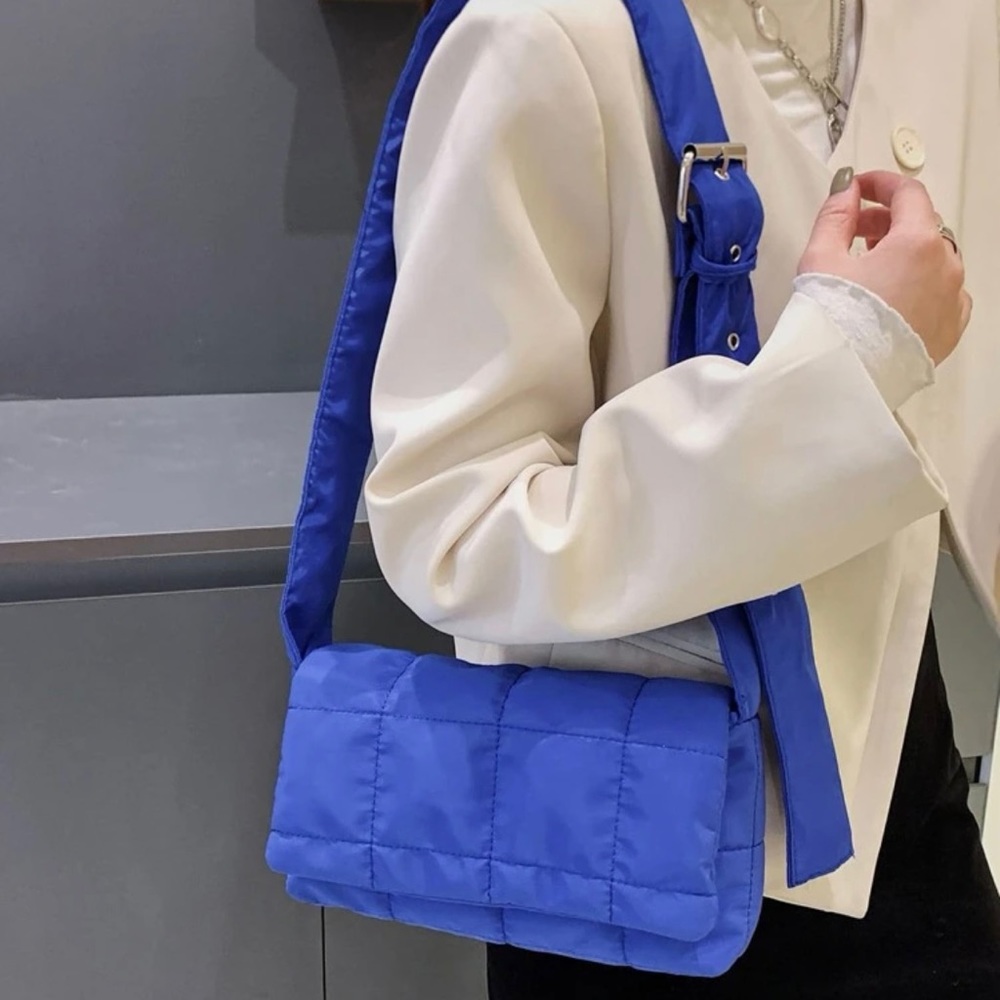 New Electric royal blue soft puffer shoulder bag